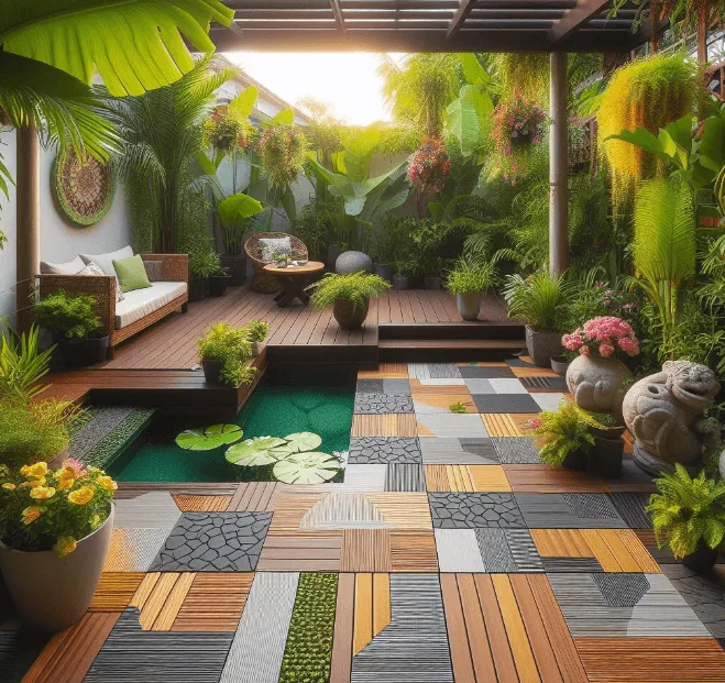 WPC composite deck tiles for DIY deck