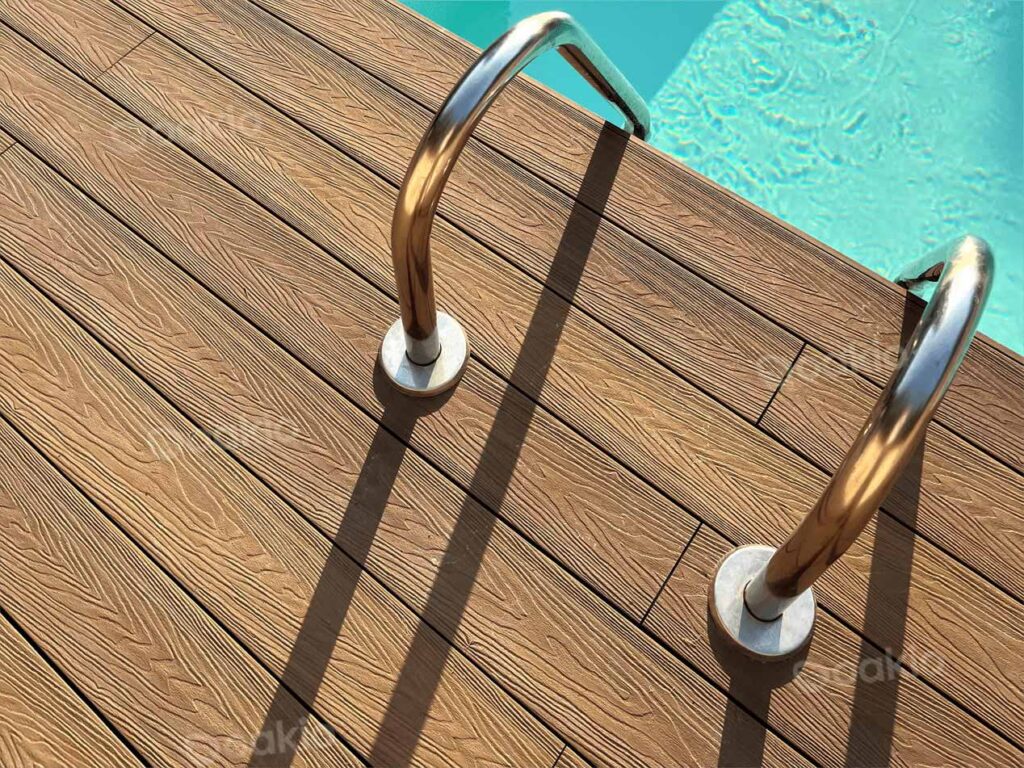 01.25 oakio waterproof matshield composite decking near swimming pool