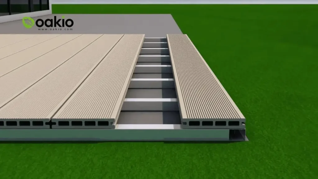 install the penultimate piece of WPC decking
