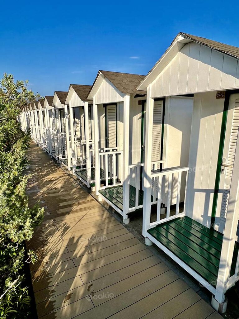 wpc teak decking in a commercial outdoor dining area