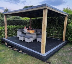 grey wpc decking pool deck