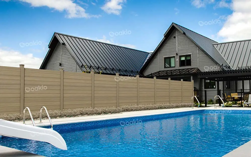 An outdoor balcony overlooking a beach