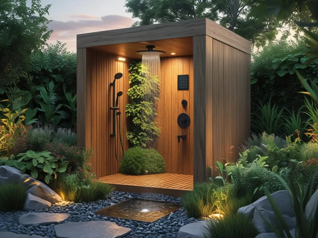Outdoor Shower Ideas-Eco-Friendly Garden Shower with a Sustainability Focus