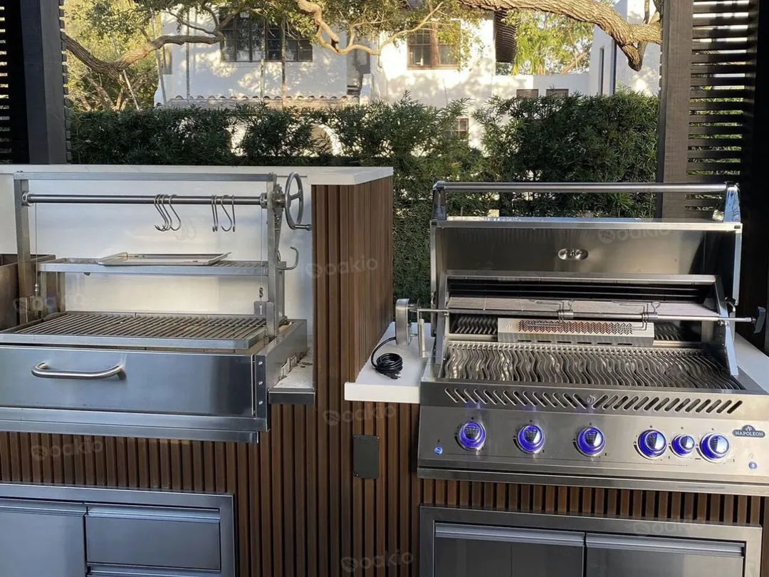 outdoor stainless steel bbq grills with wpc panel surround