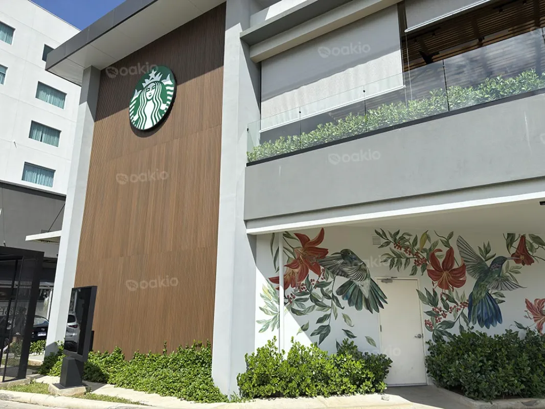 starbucks facade with oakio wpc cladding