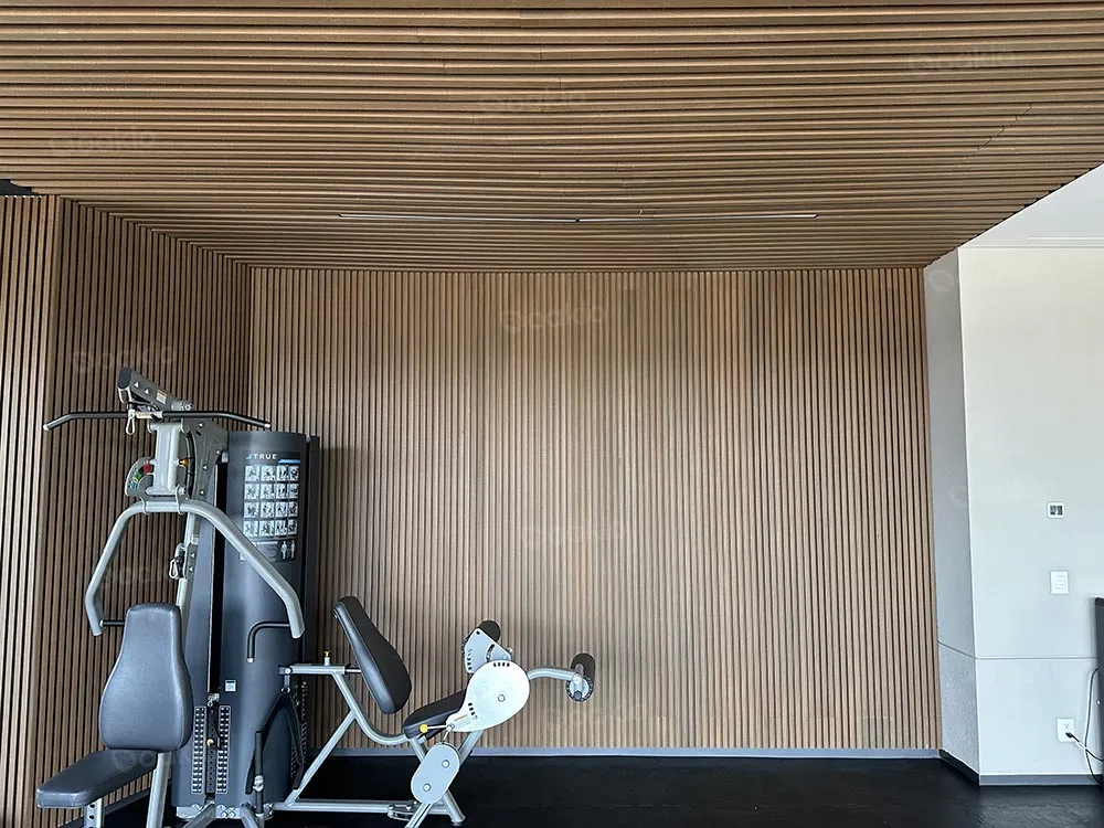 a gym feature wall with oakio wpc panels
