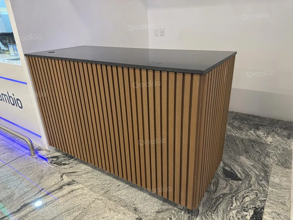 a reception desk made with oakio wpc panels